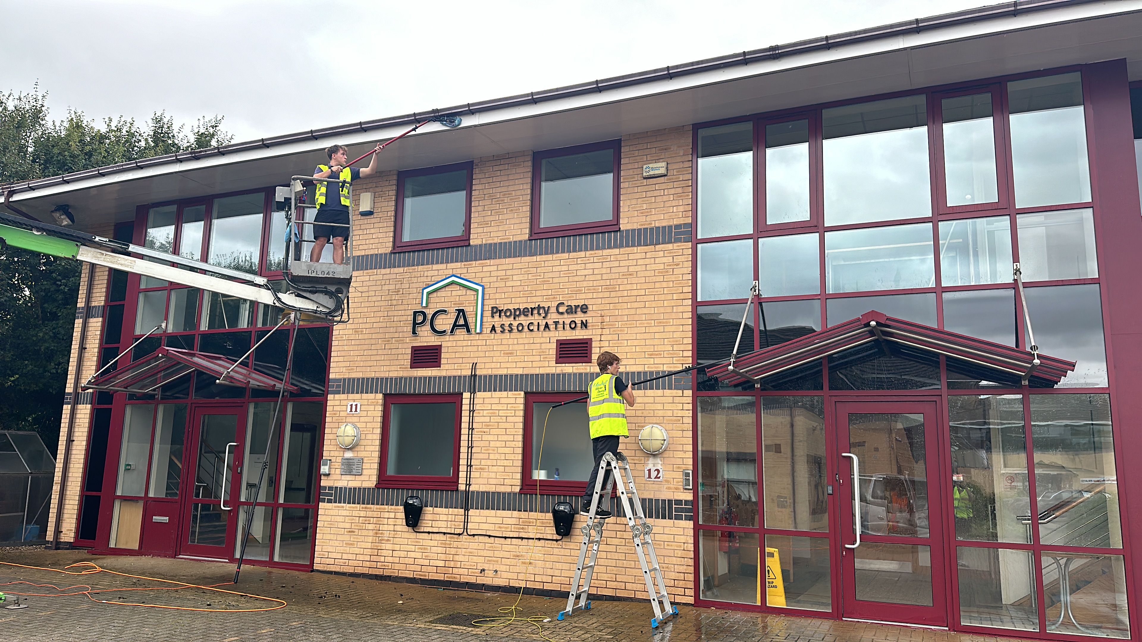 Commercial building window cleaning by Marshall Window Cleaning