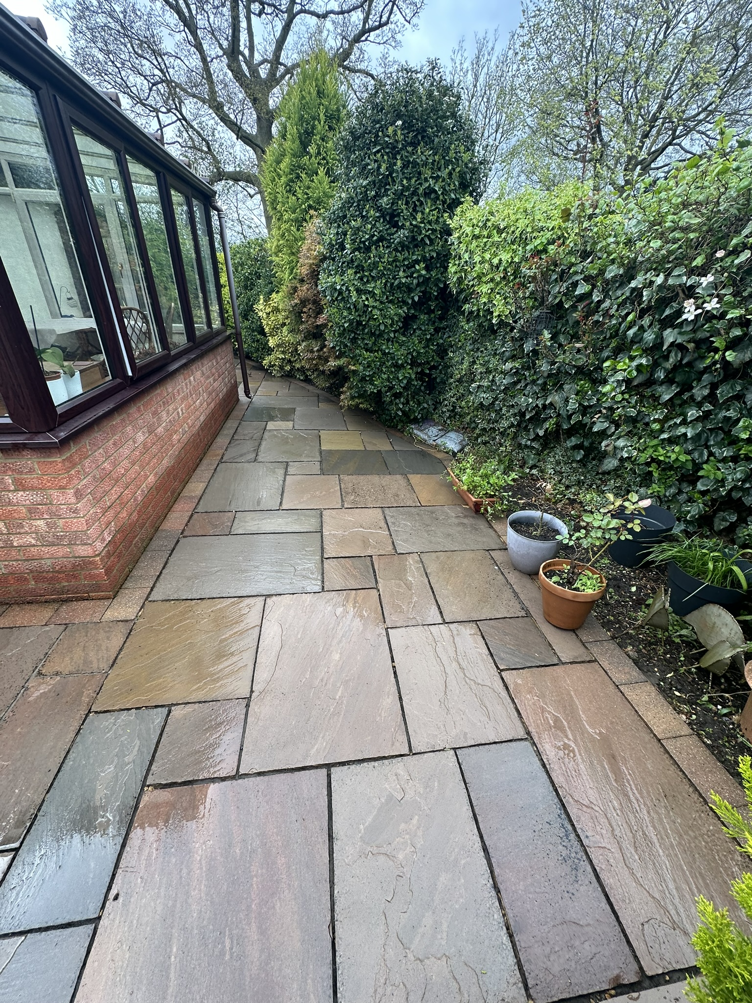Hard surface after pressure washing – clean result, Cambridgeshire