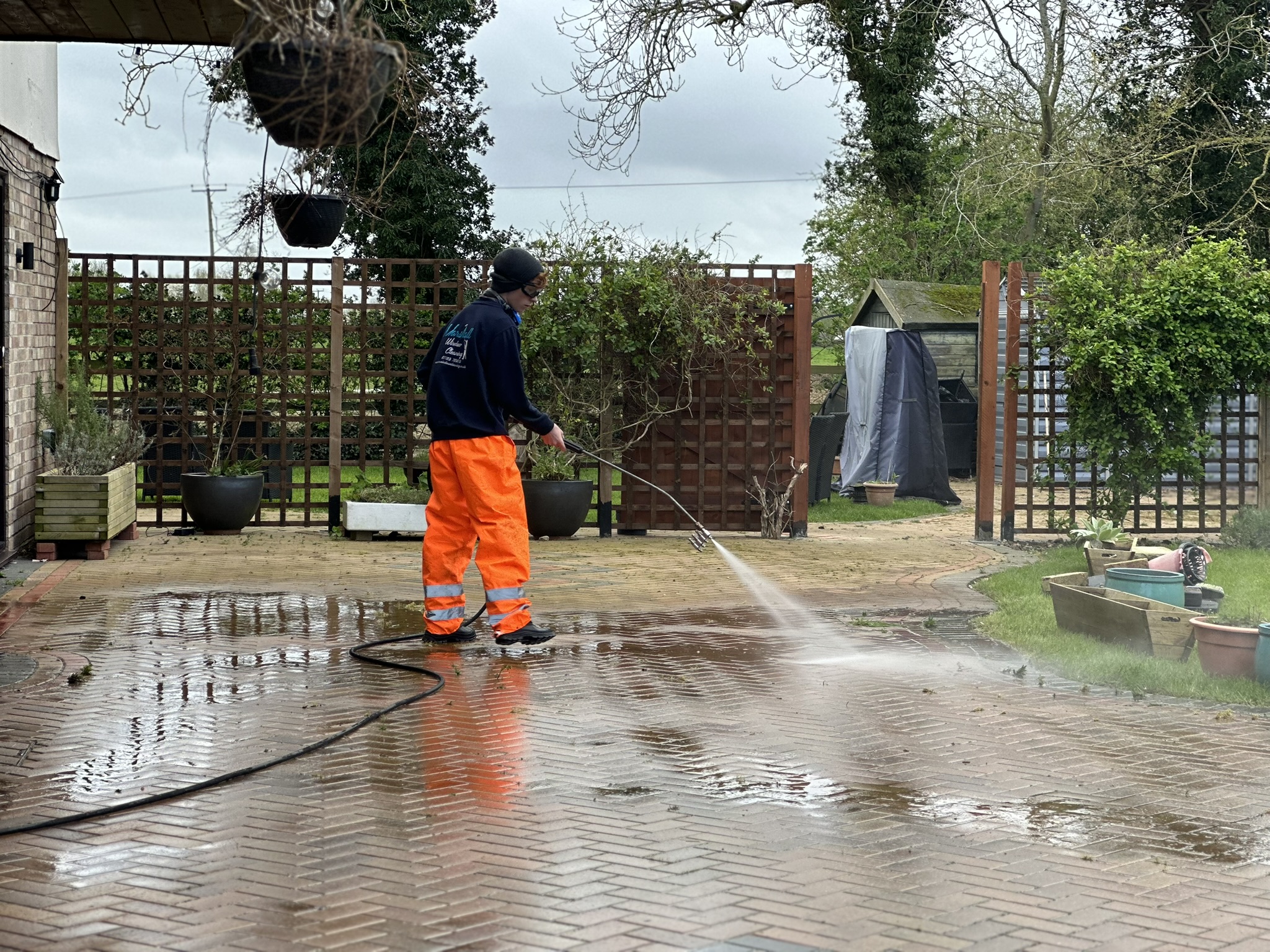 Driveway pressure washing results – Marshall Window Cleaning, Sawtry area