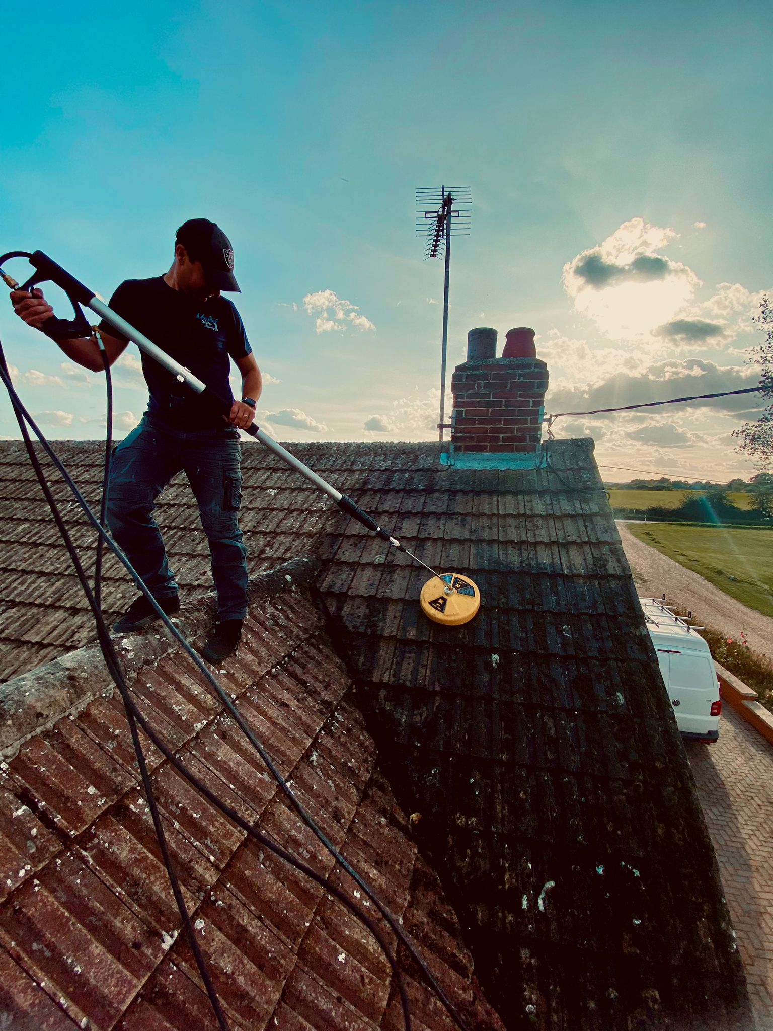 Roof cleaning and moss removal – tile roof after professional clean, Cambridgeshire